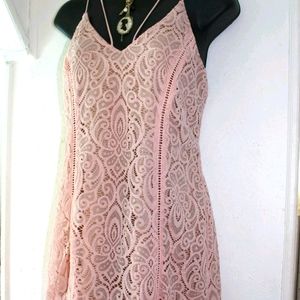 Pink Lacy Dress with criss cross straps